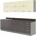 Kuchyňská linka Karmen/Grey 260cm Bez Pracovní Deskou
