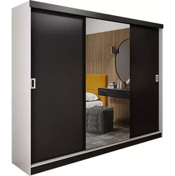 Kancelářská sestava Skříň Retro 200 1l Bílý / Přední Černá