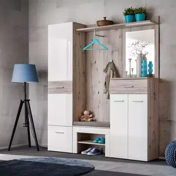 Předsíňová stěna Předsíňová Stěna Gustavo III + Polštář Dub Wellington/Bílý