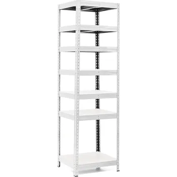 regál Policový regál Trestles RH 2200x600x300, nosnost 1750 kg, 7 polic Barva: pozink, Provedení police: bílá MDF 5 mm