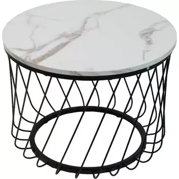 Obývací stěna Konferenční stolek PMC-CT2516-2 bílá mramor/černá