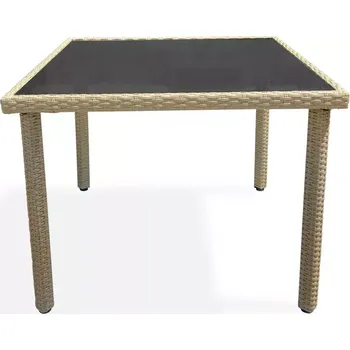 Zahradní stůl Stůl z umělého ratanu Dandy, přírodní 90x90 cm