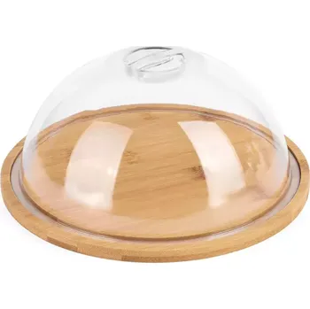 Talíř Prkýnko bambus s plastovým víkem 23.5x1cm / 22x9cm