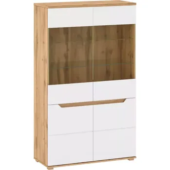 Obývací stěna Vitrína Vincent 80cm Bílá/Dub Wotan