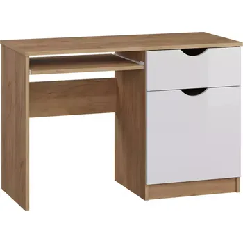 Kancelářská sestava Psací stůl 1D1S Tymeo dub craft zlatý+bílá lesk