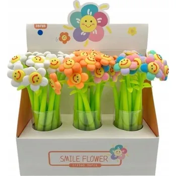 Zábavná silikonová propiska ve tvaru kytky, růžová barva / b13.