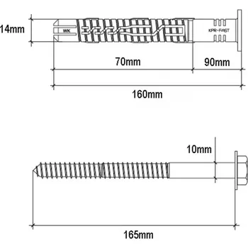 Hmoždinka Rozpěrná hmoždinka KPR-FAST-14x160K