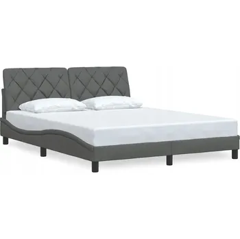 Postel Rám postele tmavě šedý s čelem 218 x 165 x 74,5 cm, pro matraci 160 x 200 cm