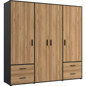 Předsíňová stěna Skříň Mokkaro 200 4d4s černá/dub catania