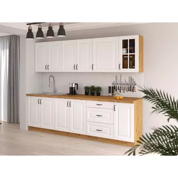 Kuchyňská linka Kuchyňská linka Stilo 260cm, bez pracovní desky, bílá/artisan