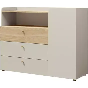 Kancelářská sestava Komoda Yuki 9 šedobéžová/olejovaný dub