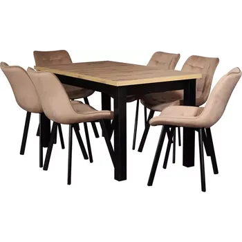 Jídelní set Jídelní set Mira 1 1+6 ST58 140x80+40 artisan/černá W174 béžová