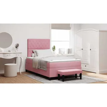 Postel vidaXL Postel s boxspringem s matrací s čelo Růžová 120 x 200 cm samet [3344443]