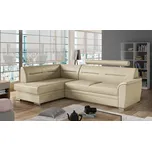 Rohová sedačka NEJBY WILUNA se záhlavníkem, levá, béžová ekokůže + vyzvednutí ZDARMA