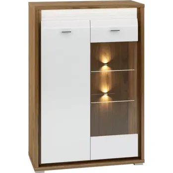 Vinotéka Vitrína Dallas 92cm Orech/Bílý Lesk/Bílý