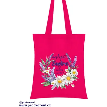 Nákupní taška Taška s potiskem Textilní taška, nejlepší sestra na celém světě, 41x37cm, mix barev, 1 ks Vyberte si barvu ZDE:: růžová