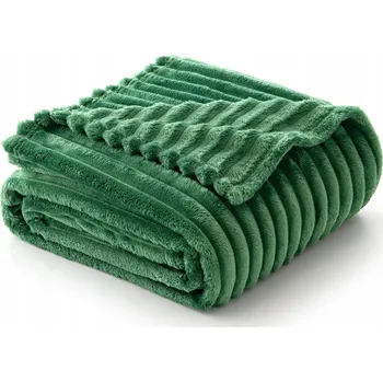 Přehoz na lůžko FLEECOVÁ DEKA PŘÍJEMNÁ PŘEHOZ NA POHOVKU 125x150cm DEKA NA PLÁŽ ZELENÁ