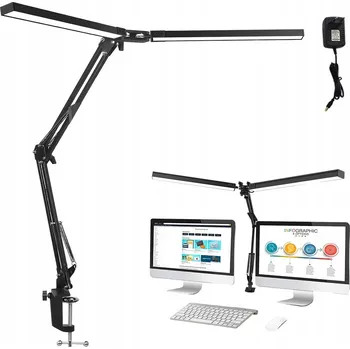 Lampička Dwugłowicowa lampa stołowa LED otočná, nastavitelná pro kancelář a studium, 24W