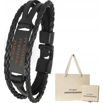 Náramek Dámský kožený náramek s s gravírováním - pletený