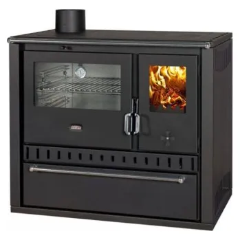 Krbová kamna Sporák na tuhá paliva s teplovodním výměníkem PRITY GT W10 FI S DR, nerezová trouba, černá, levá, 7286