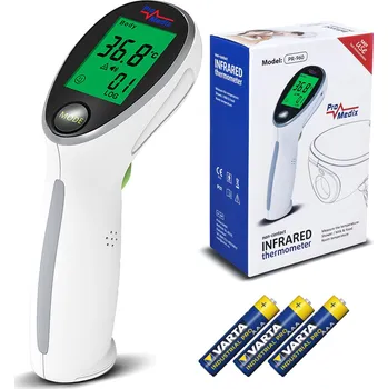 Teploměr osobní Bezkontaktní infračervený lékařský teploměr Promedix PR-960 + 2x AAA baterie Varta Industrial
