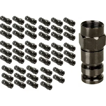 Redukce 50x Maclean, F kompresní konektor, RG-6, profesionální, nikl, černý, MCTV-916