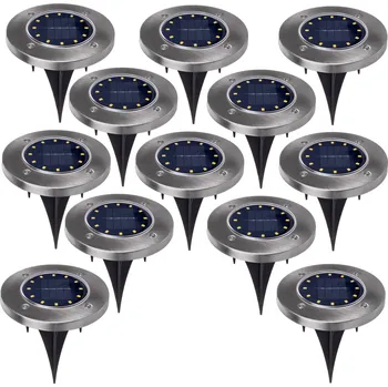 Venkovní osvětlení 12x solární zemní LED lampa Maclean IP44, 12 LED SMD, 4000K, Ni-MH 600 mAh, 0,7W, MCE318