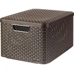 Košík s krytem tmavě hnědý Curver Rattan Style L plastový