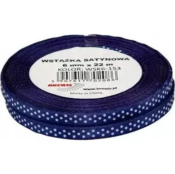 Stuha SATÉNOVÁ STUHA S PUNTÍKY TMAVĚ MODRÁ 6MMX22M 2KS