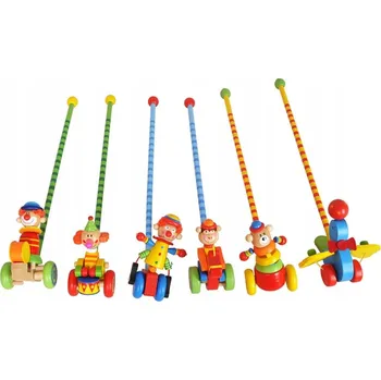 Odrážedlo PCHANKA ODRÁŽEDLO NA TYČI CIRKUS BAREVNÝ PAJAC JEZDÍ