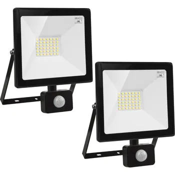 2x LED reflektor s detektorem pohybu Maclean, tenký 30W, 2400lm, neutrální bílá (4000K), IP44, MCE630 NW PIR