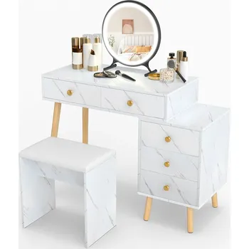 Toaletní stolek Toaletní Stolek Costway, bílý matný, 100 x 116,5 x 45 cm