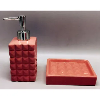 Dávkovač mýdla KOUPELNOVÝ SET DÁVKOVAČ MÝDLA A MÝDLENKA PUDROVÁ RŮŽOVÁ