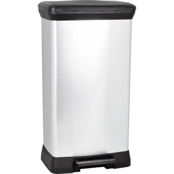 Odpadkový koš Curver Deco bin metalics 240643 odpadkový koš, 50 l, (š x v x h) 390 x 720 x 290 mm, stříbrná, černá, 1 ks