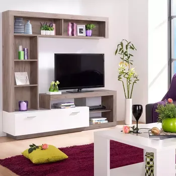 Obývací stěna Obývací Stěna Glen bílá/dub šedá 11008761