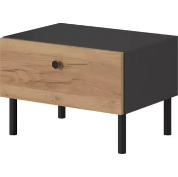Noční stolek Noční Stolek Deco Antracyt/Dub Craft Zlatý
