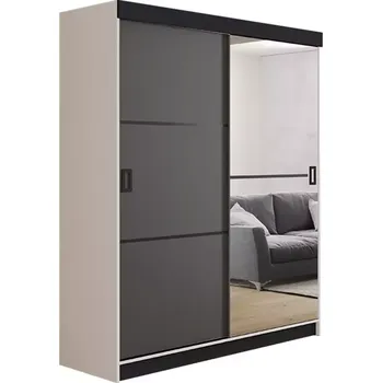 Kancelářská sestava Skříň Retro 138 2l Bílý / Přední Grafit