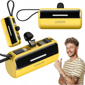 Powerbanka MINI POWERBANKA LEMON X3 5000 mAh 22,5W USB-C PD Lightning rychlé nabíjení