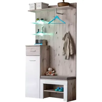 Předsíňová stěna Předsíňová Stěna Gustavo I + Polštář Dub Wellington/Bílý