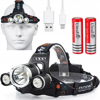 Čelovka VÝKONNÁ ČELOVKA 3x CREE LED T6 AKU