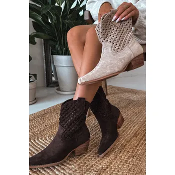 Dámská zimní obuv Dámské otevřené kotníkové boty na podpatku Čokoládové Ferissa 40