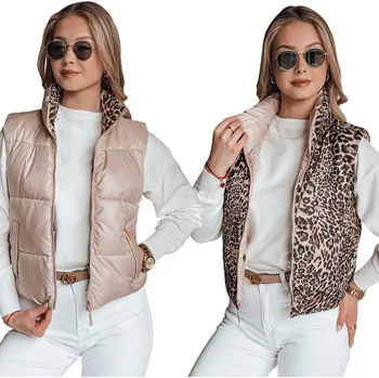 Dámská vesta Krátká dámská oboustranná vesta růžová TY4823 - S