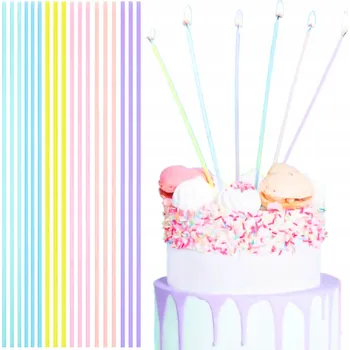 Dortová svíčka PASTELOVÉ BAREVNÉ SVÍČKY DLOUHÉ 18ks DEKORAČNÍ NA DORT NAROZENINOVÉ