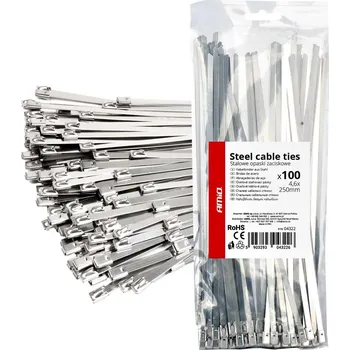 Organizace kabelů Nerezové stahovací pásky 4,6x250mm 100 ks AMiO-04322