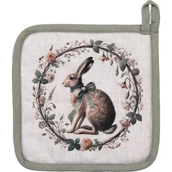 Chňapka Bavlněná chňapka podložka se zajícem Natural Linen Easter - 20*20 cm