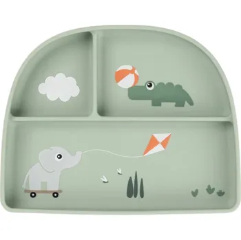 dětská jídelní sada DONE BY DEER stick and stay jídelní talíř Playground - zelený