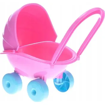 Kočárek pro panenku Hluboký plastový kočárek pro panenky Mikro Trading, růžový