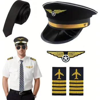 Karnevalový doplněk dovoz Sada pilot - Kapitán Barva: Černá