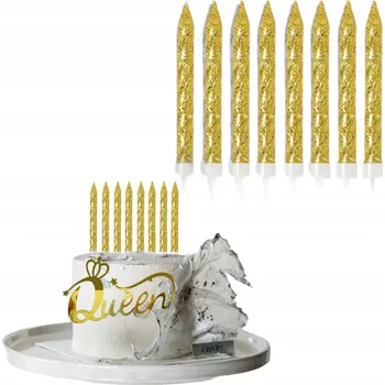 Dortová svíčka Narozeninové svíčky dekorace na dort ZLATÉ metalické 8 ks