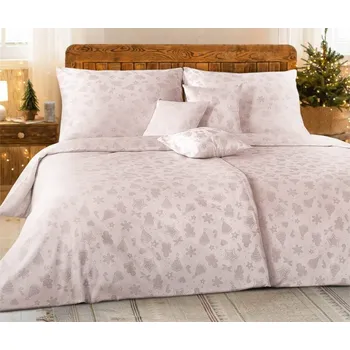 Povlečení Vánoční povlečení damašek 70x90, 140x220 GEON Vánoční pečení pudrové